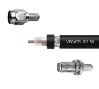 Кабельная сборка VEGATEL RG-58 A/U Cu (ГОСТ, PE, черный) (SMA-male - SMA-female) 20м