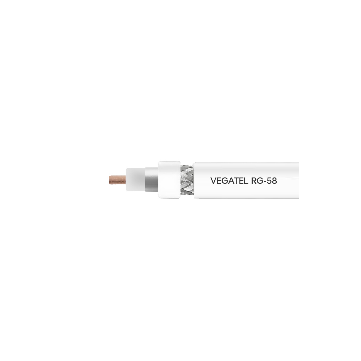 Кабель коаксиальный VEGATEL RG-58 A/U (ГОСТ, PVC, белый) бухта 500м
