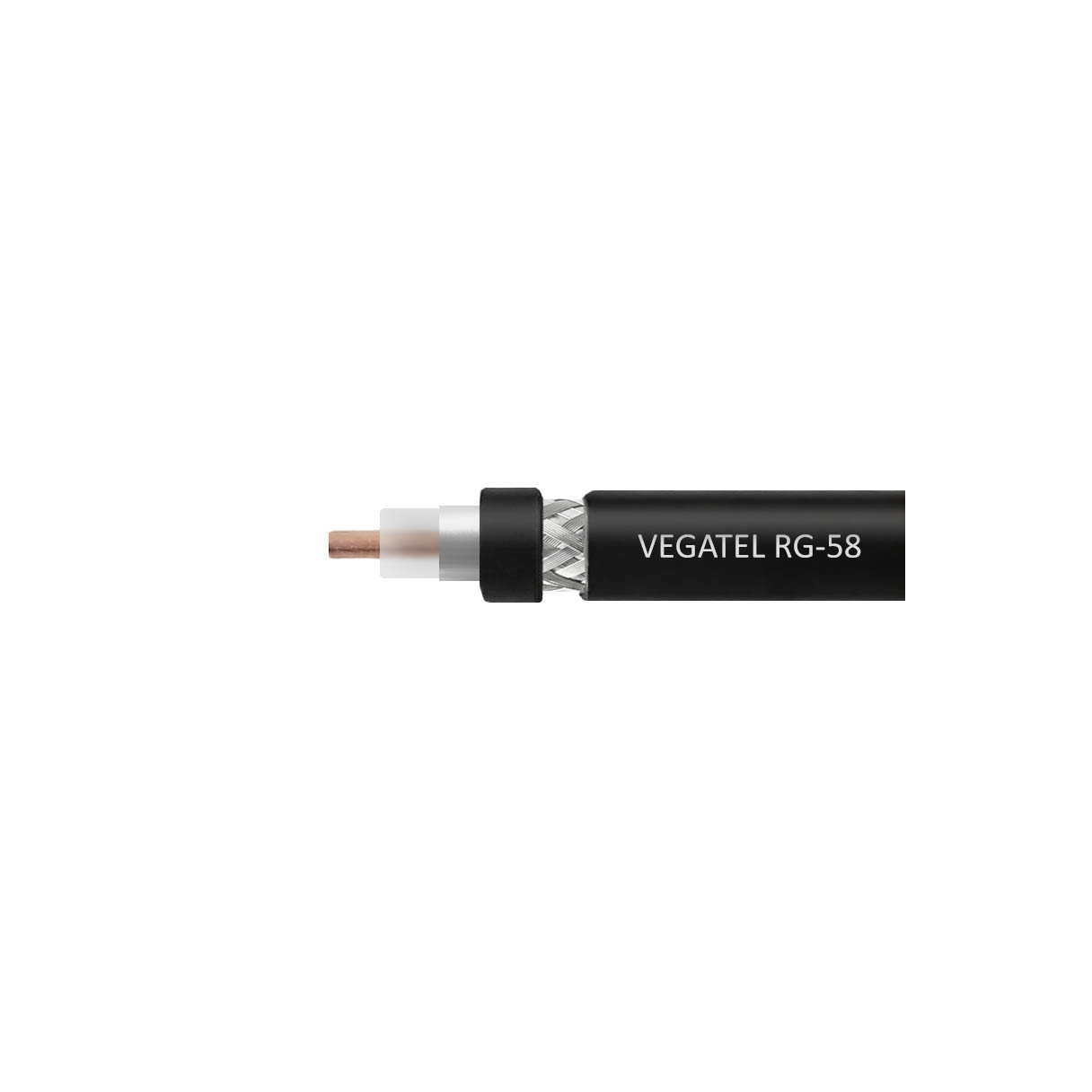 Кабель коаксиальный VEGATEL RG-58 A/U Cu (ГОСТ, PE, черный) бухта 100м