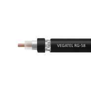 Кабель коаксиальный VEGATEL RG-58 A/U Cu (ГОСТ, PE, черный) бухта 100м