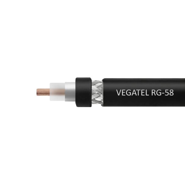 Кабель коаксиальный VEGATEL RG-58 A/U Cu (ГОСТ, PE, черный) бухта 500м