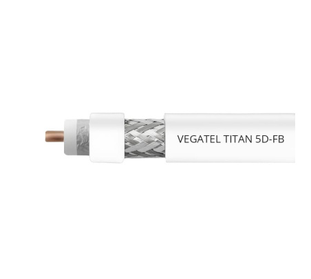 Кабель коаксиальный VEGATEL 5D-FB (Titan, белый) бухта 500м